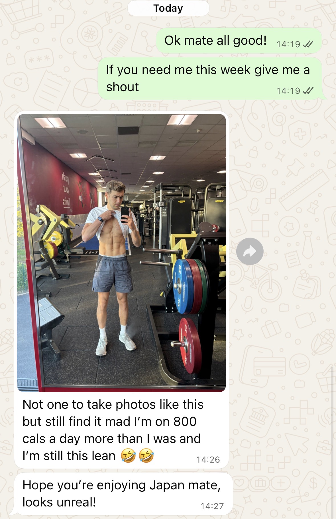 Client message — eating more and staying lean